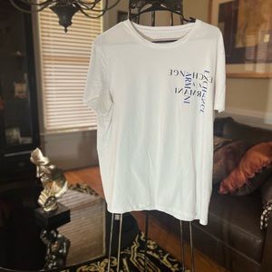 Armani Exchange White T-Shirt Black/Blue Logo | Size XL Slim